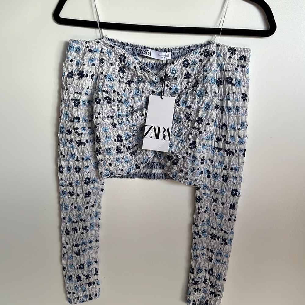 ZARA wrinkle jacquard top
